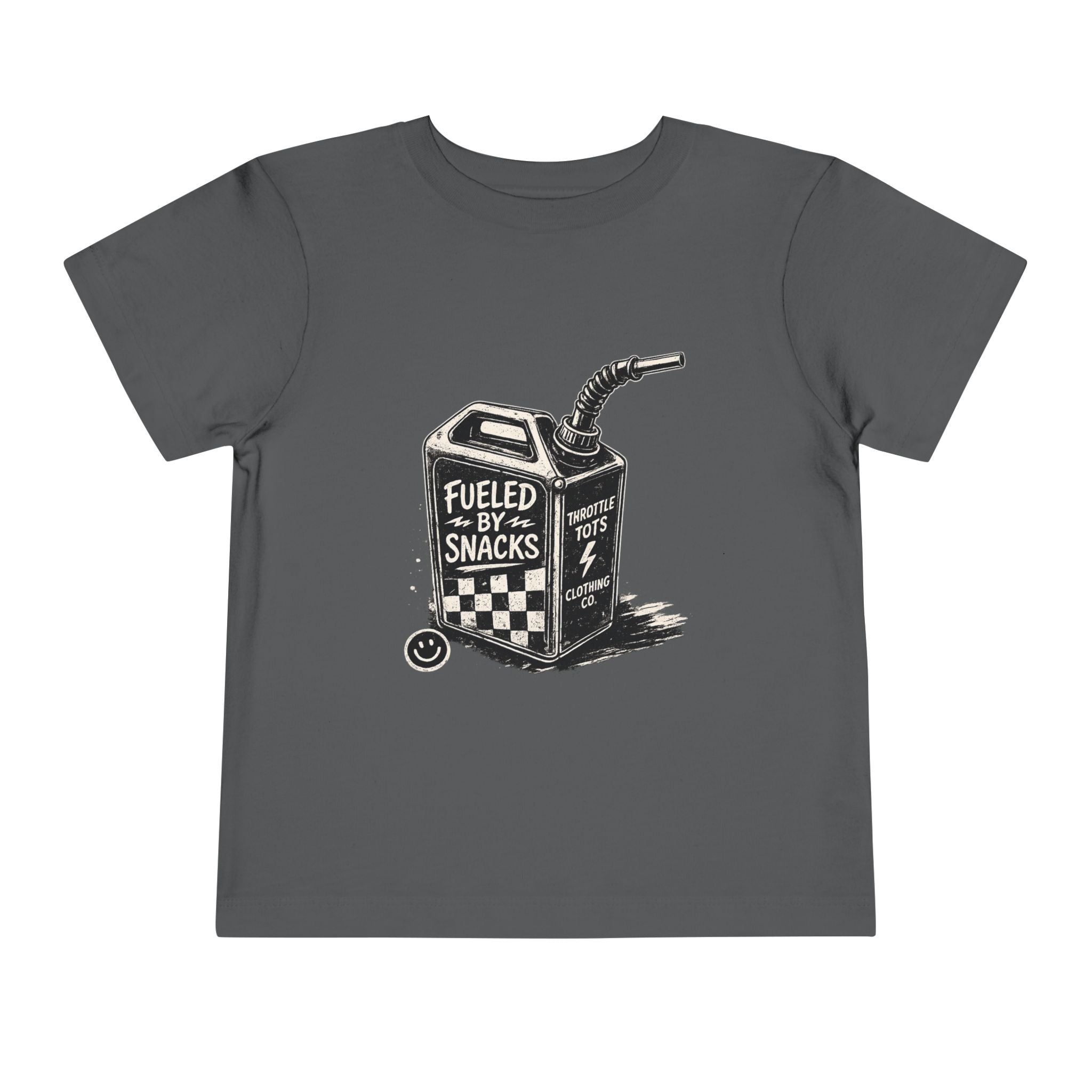 Toddler Tee — 'Fueled by Snacks' Gas Can Kids Shirt Printify