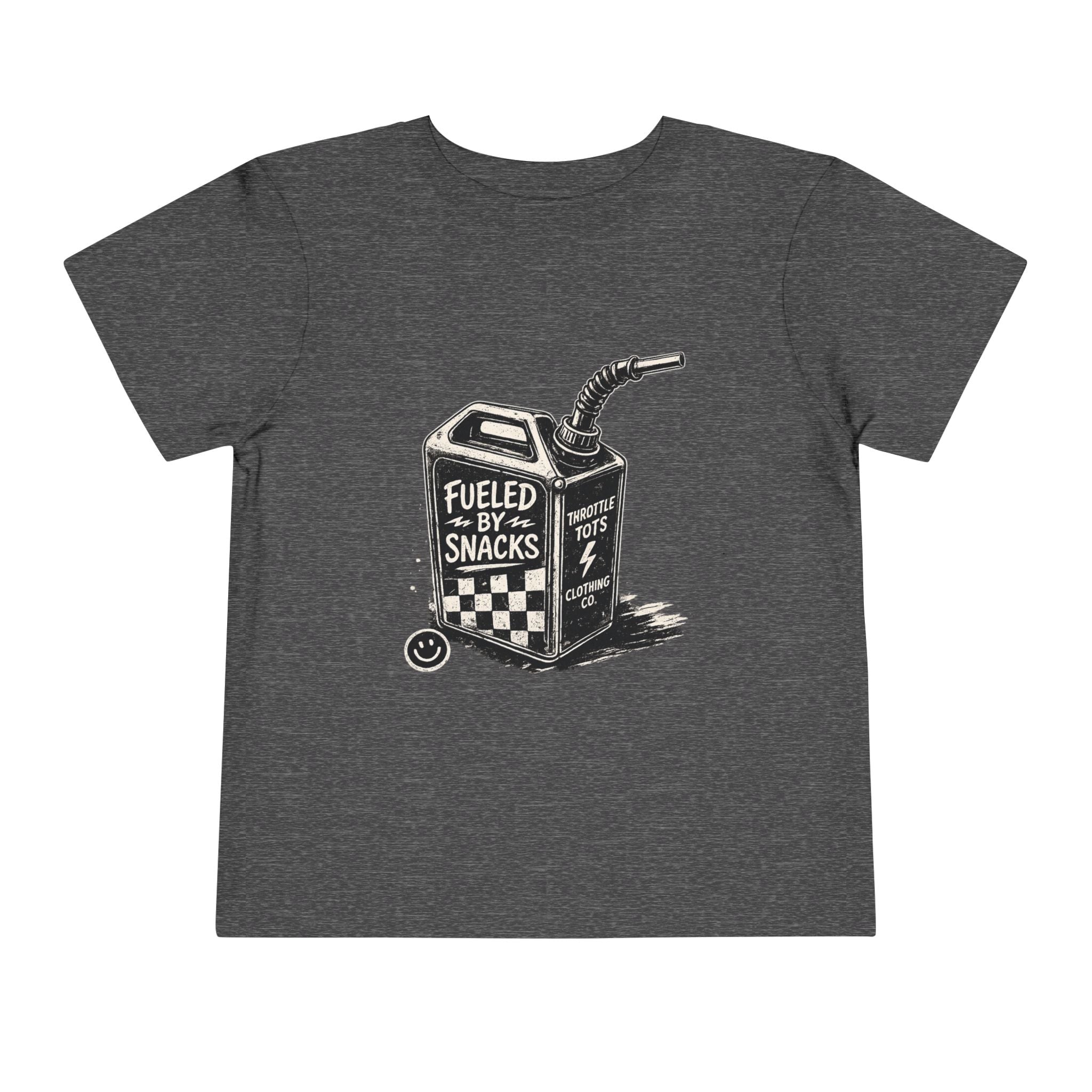 Toddler Tee — 'Fueled by Snacks' Gas Can Kids Shirt Printify