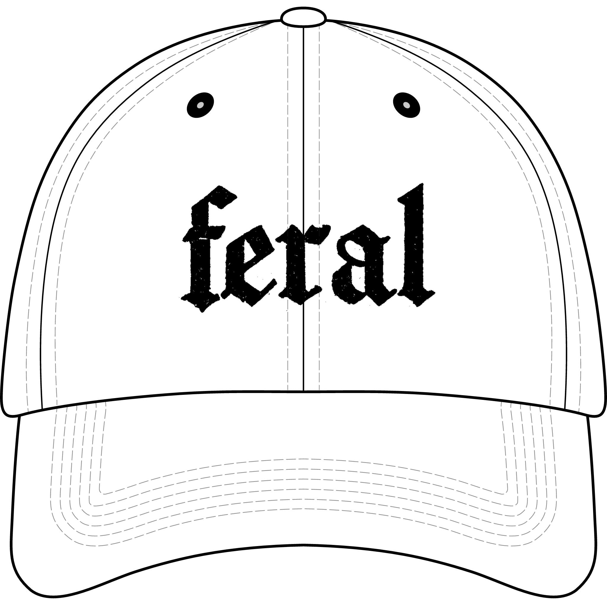 Youth Baseball Cap – 'feral' Embroidered Gothic Logo Printify