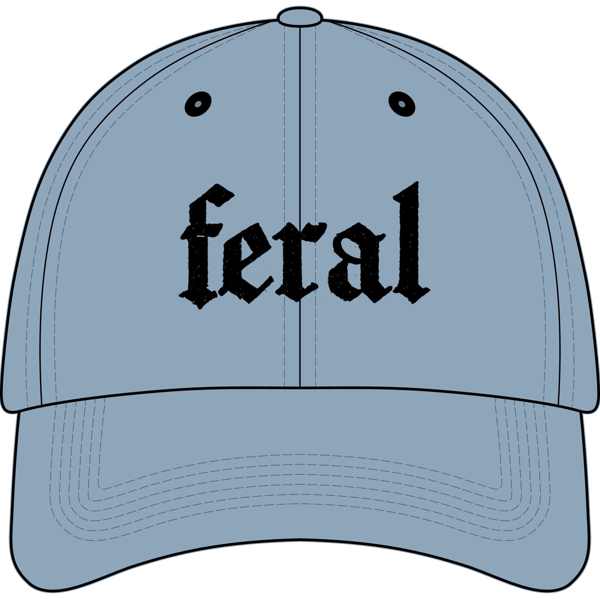 Youth Baseball Cap – 'feral' Embroidered Gothic Logo Printify
