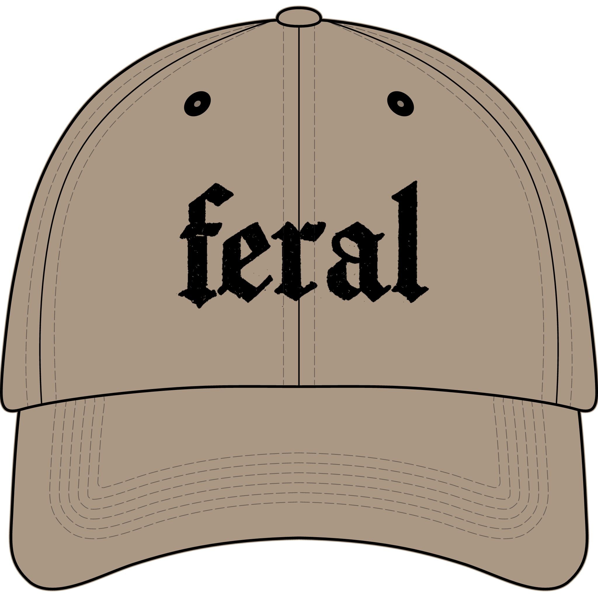 Youth Baseball Cap – 'feral' Embroidered Gothic Logo Printify