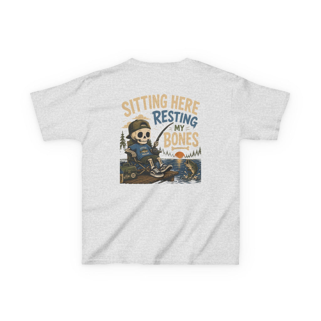 Toddler T-Shirt — "Sitting Here Resting Bones" Skeleton Fishing Cute Kids Tee Printify
