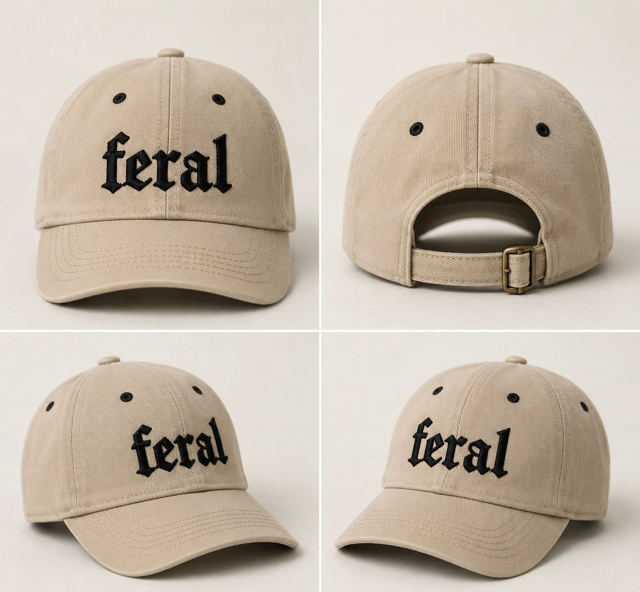 Youth Baseball Cap – 'feral' Embroidered Gothic Logo Printify